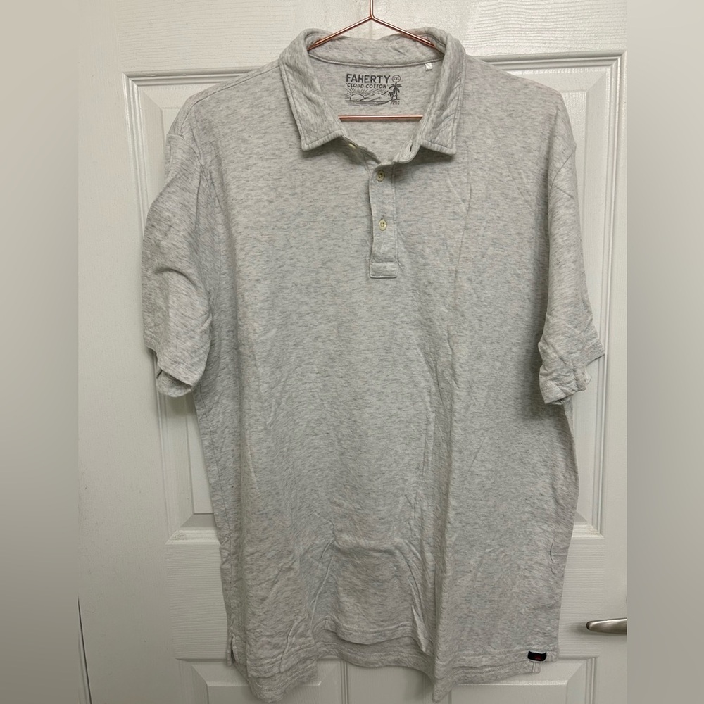 Men’s Faherty Light Grey Heather Polo Shirt